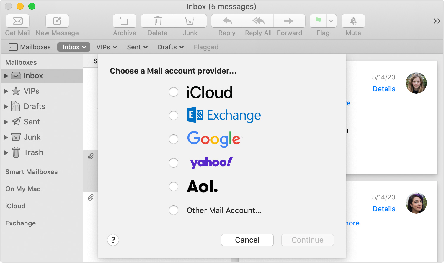 where are emails stored with canary mail app for mac?